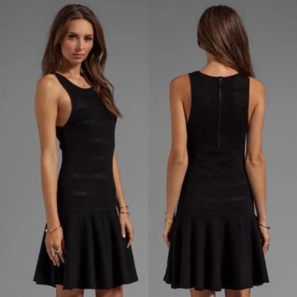 NWT Alice + Olivia Cecile Drop Waist Skirt Knit Dress Black